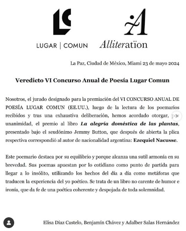 Certamen de poesía Lugar Común 2024