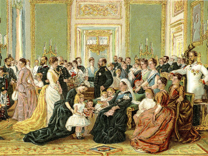 Retrato de una reunión inglesa de la época victoriana